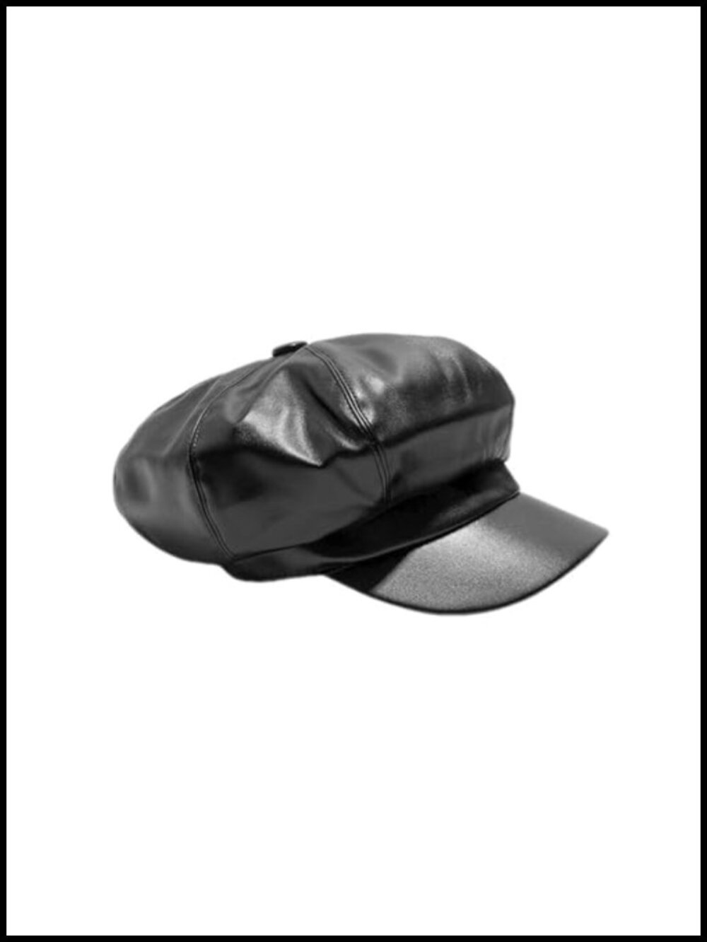 Womens Newsboy Hat PU Leather 8 Panel Baker Boy Cabbie Cap Vintage Visor